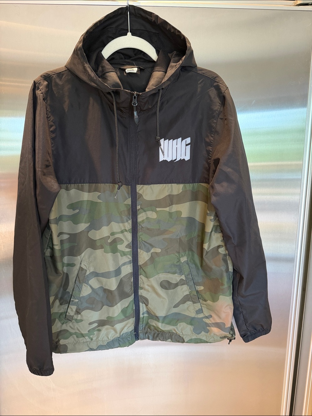 WHG Black & Camo Windbreaker Jacket w/ Hood